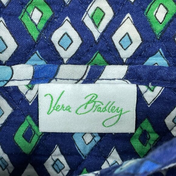 Vera Bradley Blue & Green Floral Quilted Tote Bag With Zipper Pocket 6357 - Picture 3 of 6